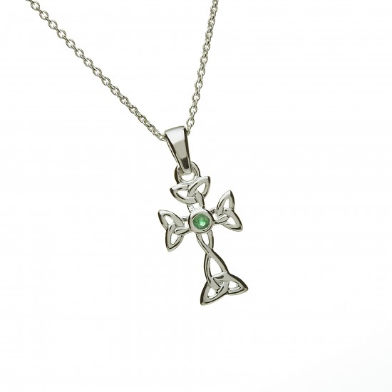 Silver Celtic and Emerald Cross
