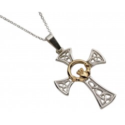 Silver Celtic Cross with Round Gold Center