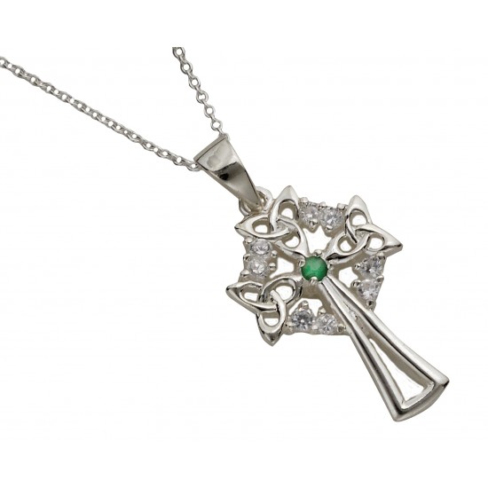 Silver Celtic Design and Emerald Cross
