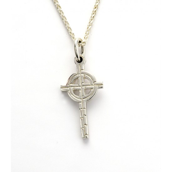 Silver Ogham Small Old St.Pat\'s Chicago Cross