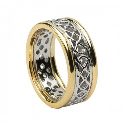 Open Celtic Knot Ring with Yellow Gold Trim