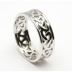 Silver Open Celtic Knot Wedding Band with Trims