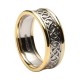 White Gold Pierced Celtic Knot Wedding Ring with Yellow Gold Trim