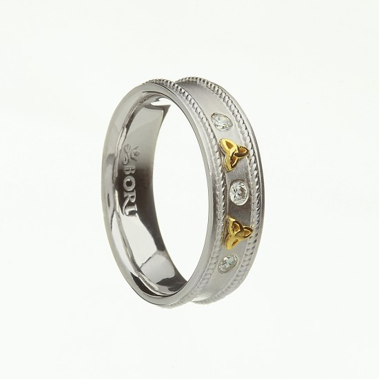 Silver with Gold Trinity Cubic Zirconia Celtic Ring