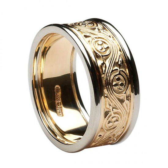 Gold Celtic Spiral Ring with White Gold Trim