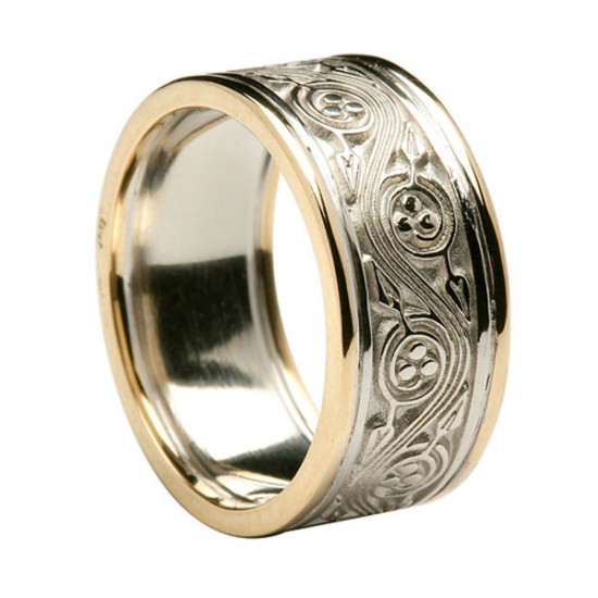 Gold Celtic Spiral Ring with Yellow Gold Trim