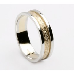 Gold Celtic Shield Wedding Band with Flat Rims