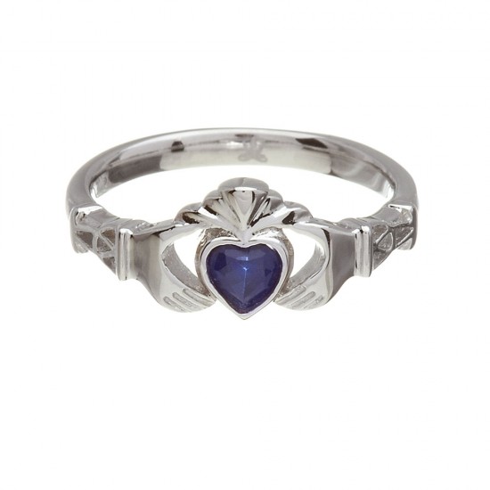 September Blue Sapphire Birthstone Claddagh Ring