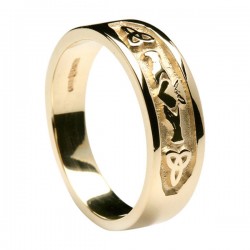 Gold Claddagh and Trinity Knot Band