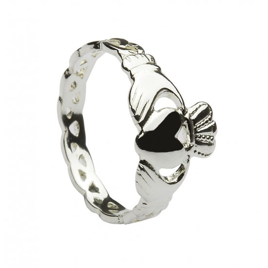 Silver Ladies Claddagh with Love Knot Shank