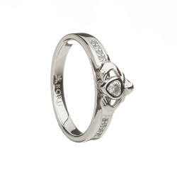 Sterling Silver Claddagh Ring with Cubic Zirconia