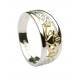 Silver Ring With Celtic Knot Work Shoulders And Gold Claddagh Detail