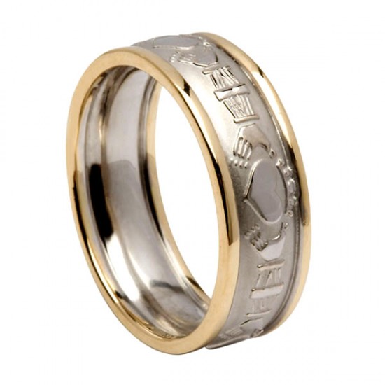 Gold Claddagh Wedding Ring with Trim