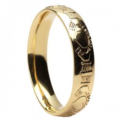 Gold Raised Claddagh Wedding Ring