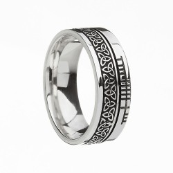 Sterling Silver Trinity Knot with Ogham Script Faith Wedding Band