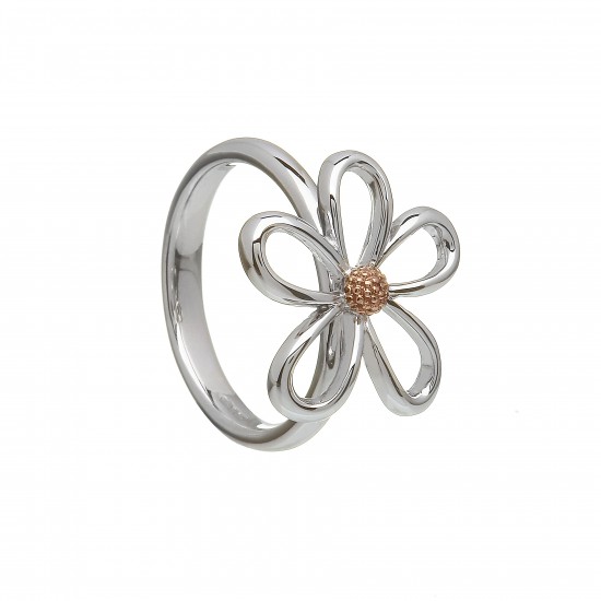 Silver and Rose Gold Petal Ring