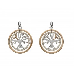 Silver and Rose Celtic Tree Of Life Earrings