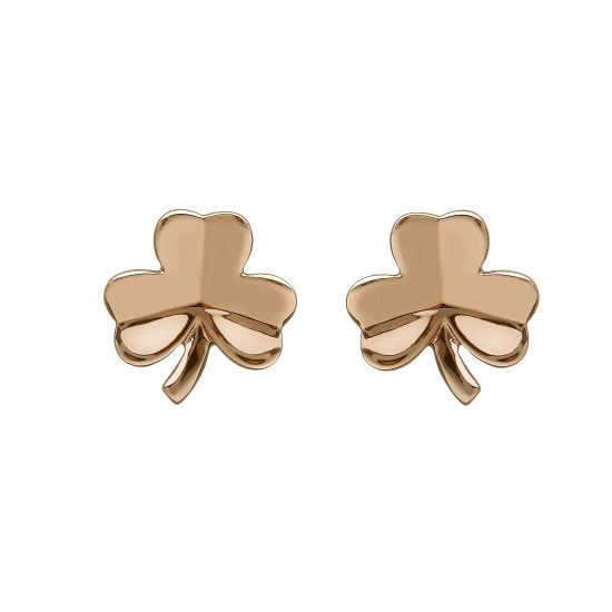 Rose Gold Shamrock Stud Earrings 