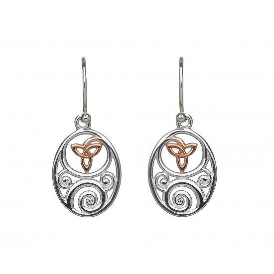Silver and Rose Gold Celtic Trinity Knot Earrings