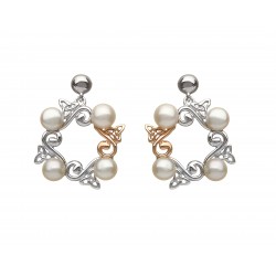 Silver and Rose Gold Celtic Pearl Earrings