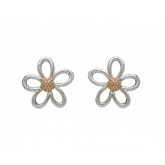 Silver and Rose Gold Petal Stud Earrings 