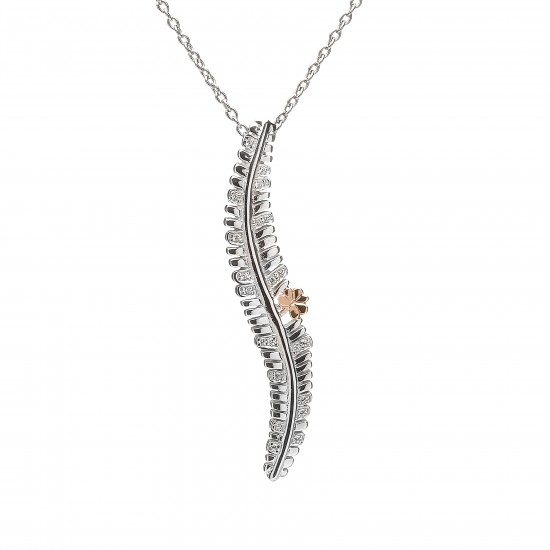 Sterling Silver and Rose Gold Fern Pendant