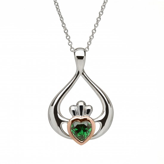 Silver and Rose Gold Claddagh Pendant