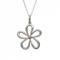 Silver and Rose Gold Open Petal Pendant 