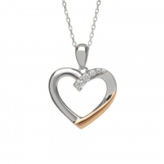 Silver and Rose Gold Heart Pendant