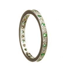 Gold Ladies Diamond and Emerald Promise Ring