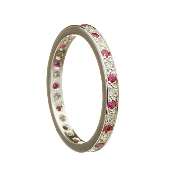Gold Ladies Diamond and Ruby Promise Ring