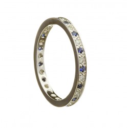 Gold Ladies Diamond and Sapphire Promise Ring