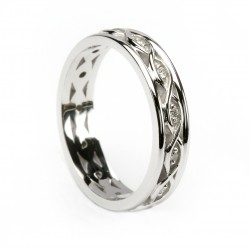 White Gold Celtic Weave Diamond Ring with White Gold Trim