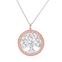 Silver Rose Gold Plated Two Tone Tree of Life Pendant