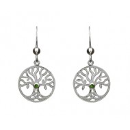 Sterling Silver Tree of Life Drop Earrings with CZ Stone