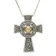 Large Silver Oxidised Celtic Cross with 18K Gold Bead