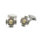 Silver Oxidised Celtic Cuff-Links with 18K Gold Bead